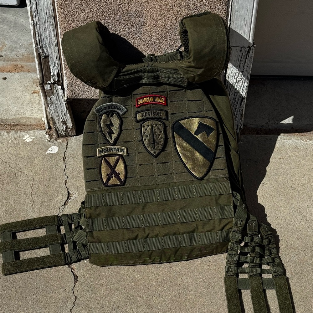 Olive Green Tactical 5.11 Plate Carrier Vest with Patches (CrossFit)
